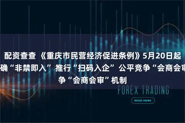 配资查查 《重庆市民营经济促进条例》5月20日起施行 明确“非禁即入” 推行“扫码入企” 公平竞争“会商会审”机制