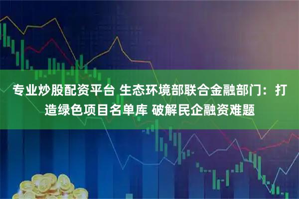 专业炒股配资平台 生态环境部联合金融部门：打造绿色项目名单库 破解民企融资难题